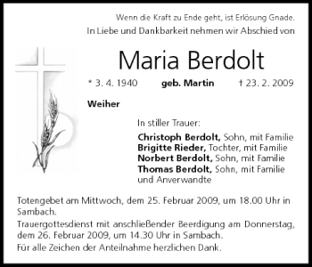 Anzeige von Maria Berdolt von MGO