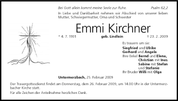 Anzeige von Emmi Kirchner von MGO