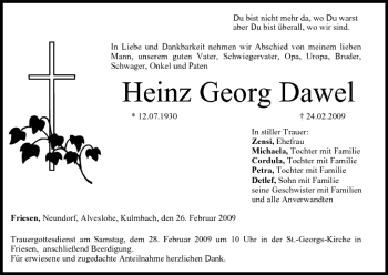 Anzeige von Heinz Georg Dawel von MGO