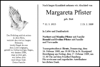Anzeige von Margareta Pfister von MGO