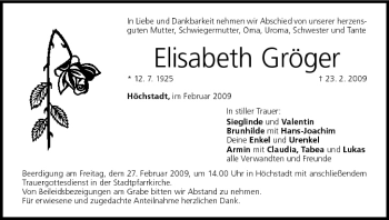 Anzeige von Elisabeth Gröger von MGO