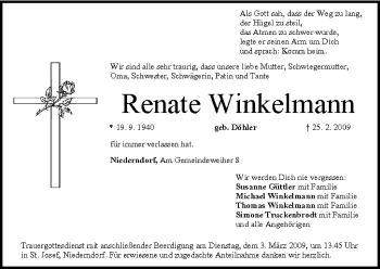 Anzeige von Renate Winkelmann von MGO