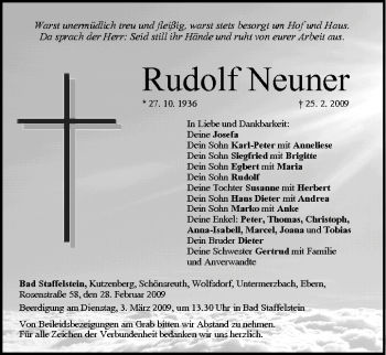 Anzeige von Rudolf Neuner von MGO
