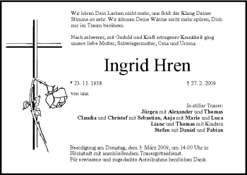 Anzeige von Ingrid Hren von MGO