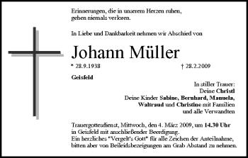 Anzeige von Johann Müller von MGO
