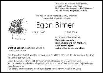 Anzeige von Egon Birner von MGO