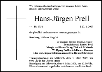 Anzeige von Hans-Jürgen Prell von MGO
