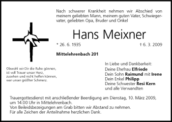 Anzeige von Hans Meixner von MGO