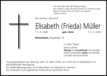 Anzeige von Elisabeth Müller von MGO