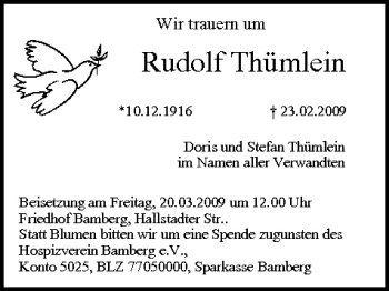 Anzeige von Rudolf Thümlein von MGO