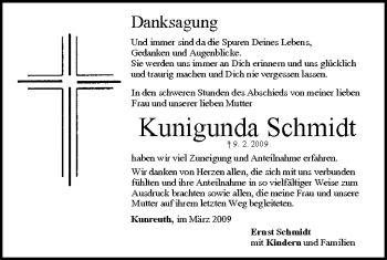 Anzeige von Kunigunda Schmidt von MGO