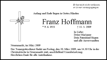 Anzeige von Franz Hoffmann von MGO