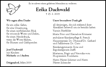 Anzeige von Erika Dachwald von MGO