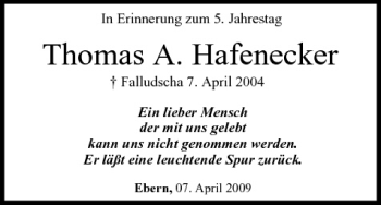 Anzeige von Thomas A. Hafenecker von MGO