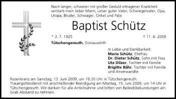 Anzeige von Baptist Schütz von MGO