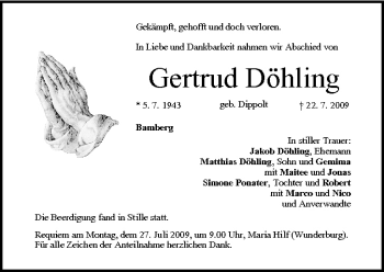 Anzeige von Gertrud Döhling von MGO