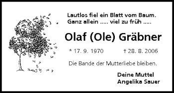 Anzeige von Olaf Gräbner von MGO