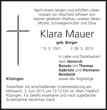 Anzeige von Klara Mauer von MGO