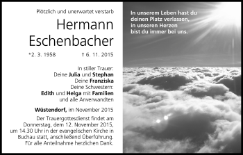 Anzeige von Hermann Eschenbacher von MGO