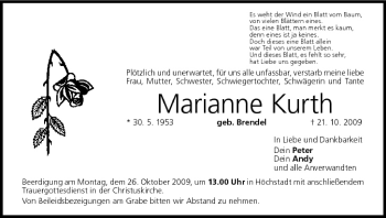 Anzeige von Marianne Kurth von MGO