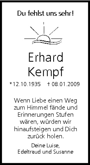 Anzeige von Erhard Kempf von MGO