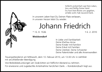 Anzeige von Johann Friedrich von MGO