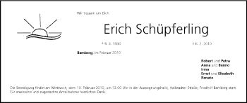 Anzeige von Erich Schüpfeling von MGO
