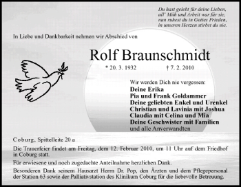 Anzeige von Rolf Braunschmidt von MGO