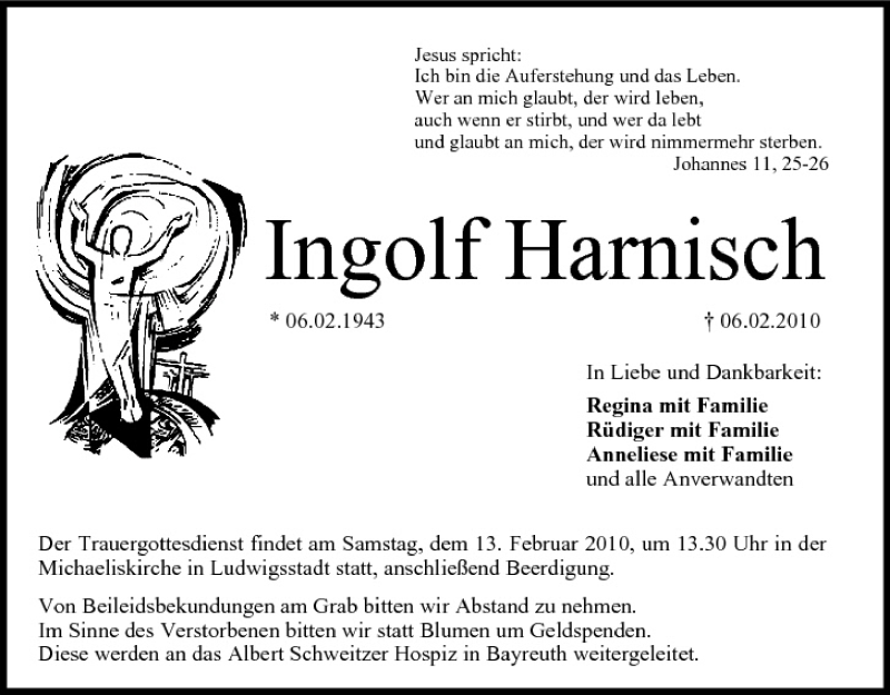  Traueranzeige für Ingolf Harnisch vom 11.02.2010 aus MGO