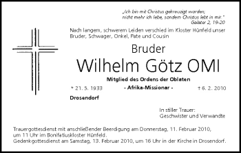 Anzeige von Wilhelm Götz von MGO