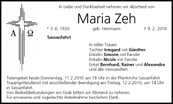 Anzeige von Maria Zeh von MGO