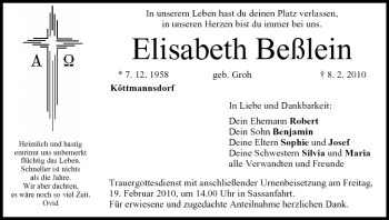 Anzeige von Elisabeth Beßlein von MGO
