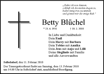 Anzeige von Betty Blüchel von MGO