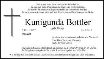 Anzeige von Kunigunda Bottler von MGO