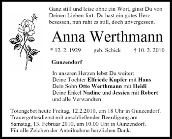 Anzeige von Anna Werthmann von MGO