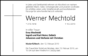 Anzeige von Werner Mechtold von MGO