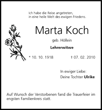 Anzeige von Marta Koch von MGO