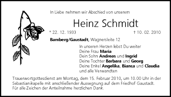 Anzeige von Heinz Schmidt von MGO