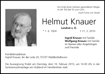 Anzeige von Helmut Knauer von MGO
