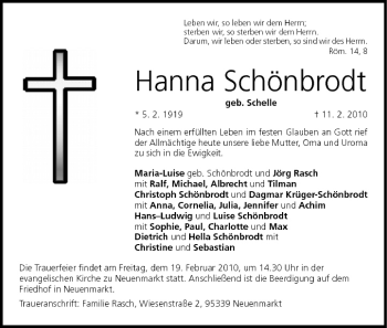 Anzeige von Hanna Schönbrodt von MGO