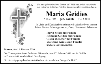 Anzeige von Maria Geidies von MGO