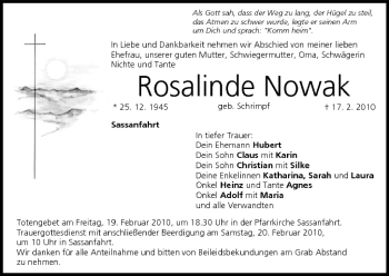 Anzeige von Rosalinde Nowak von MGO