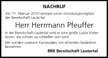 Anzeige von Hermann Pfeuffer von MGO