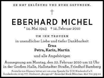Anzeige von Eberhard Michel von MGO