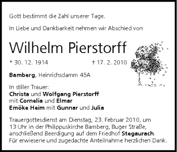 Anzeige von Wilhelm Pierstorff von MGO