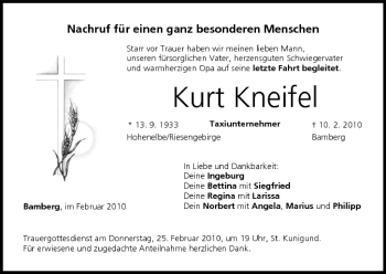 Anzeige von Kurt Kneifel von MGO