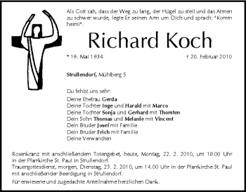 Anzeige von Richard Koch von MGO