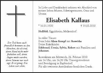 Anzeige von Elisabeth Kallaus von MGO