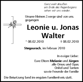 Anzeige von Leonie u. Jonas Walter von MGO