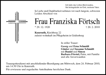 Anzeige von Franziska Förtsch von MGO